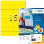 HERMA 4256 Farbige Etiketten gelb, 100 Blatt, 105 x 37 mm, 16 pro A4 Bogen, 1600
