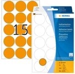 HERMA 2274 Punktaufkleber Klebepunkte leuchtorange, 360 St&uuml;ck, &Oslash; 32 mm, 15 pro