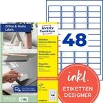 AVERY Zweckform L4736REV-10 Universal Etiketten (480 Klebeetiketten, 45,7x21,2...