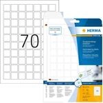 HERMA 8339 Wetterfeste Folienetiketten, 25 Blatt, 24 x 24 mm, 70 pro A4 Bogen, 1750