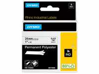 DYMO Rhino Industrie Permanente Polyesteretiketten | 24 mm x 5,5 m | Schwarz auf
