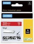 DYMO Rhino-Industrie-Vinyletiketten | 19 mm x 5,5 m | wei&szlig; auf rot | selbstklebendes