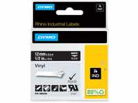 DYMO Rhino-Industrie-Vinyletiketten | 12 mm x 5,5 m | weiß auf schwarz 