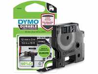 DYMO Original D1 Hochleistungs-Etikettenband | weiß auf schwarz | 12 mm x 3 m 