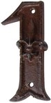 Esschert Design Hausnummer 1, mit Lilien Muster aus Gusseisen in antikbraun,