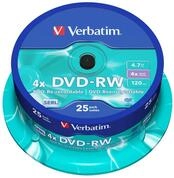 Verbatim DVD-RW 4x Matt Silver 4.7GB 25er Pack Spindel DVD Rohlinge beschreibbar