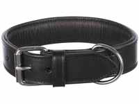 TRIXIE Active Halsband Leder Größe M: Halsumfang 38–47 cm/40 mm in schwarz -