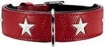 HUNTER MAGIC STAR Hundehalsband, mit Sternen, Leder, weich, 55 (M), rot