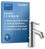 Duravit C.1 Waschtischarmatur, Gr&ouml;&szlig;e M (Auslauf H&ouml;he 86 mm), Wasserhahn Bad mit