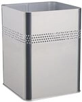 Durable Papierkorb Metall eckig 18,5 Liter, Perforation 30 mm, silber, 332023