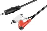 goobay Klinke auf Cinch Kabel 1.5m, mit stapelbaren Huckepack Cinch-Steckern, 90 Grad