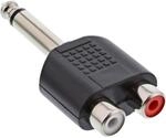 InLine 99339 Audio Adapter, 6,3mm Klinke Stecker an 2x Cinch Buchse, Mono