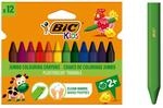 BIC Kids 8297732 Dreikant-Wachsmalkreide PLASTIDECOR Triangle, 12 Farben sortiert,