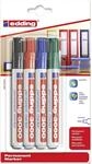 edding 3000 Permanentmarker - schwarz, rot, blau, gr&uuml;n - 4 Stifte - Rund-Spitze