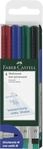 FABER-CASTELL - Marker Multimark Non-Permanent M, 4 Farben | Abwischbare Tinte...