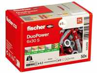 fischer DuoPower 6 x 30 S, Universaldübel mit Sicherheitsschraube,