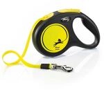flexi&reg; Neon M | 5m Gurt Roll-Leine f&uuml;r Hunde bis 25 kg | schwarz/neon-gelb 