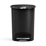 simplehuman CW1355 50 Liter, halbrund Treteimer, M&uuml;lleimer K&uuml;che, schwarzer