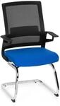 hjh OFFICE 732070 Besucherstuhl Inventor V Stoff/Netzr&uuml;cken Schwarz Blau Stuhl