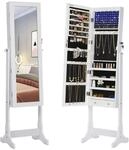 SONGMICS Schmuckschrank, Standspiegel, Spiegelschrank, 41 x 151 x 36,5 cm 