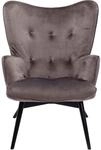 Kare Design Sessel Vicky Grau, TV-Sessel, Eichenholz Gestell, Samtoptik,