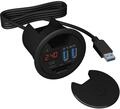 ICY BOX 60124 USB Tisch Hub zum Einbau, 60 mm, USB 3 Hub, USB-C, Ladefunktion,
