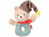 Fehn Baby Ring Greifling Teddybär - Kuscheltier Babyspielzeug mit Rassel &