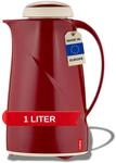 Helios Wave Thermoskanne Dunkelrot 1L - 6h Hei&szlig; - H&auml;lt Getr&auml;nke hei&szlig; & kalt