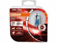 OSRAM NIGHT BREAKER LASER H4, +150% mehr Helligkeit, Halogen-Scheinwerferlampe,
