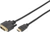 DIGITUS HDMI Adapterkabel, Typ A-DVI(18+1) St/St, 2.0m, Full HD - Schwarz