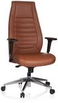 hjh OFFICE 600989 XXL Chefsessel VITORO Kunstleder Braun Schreibtischstuhl mit hoher