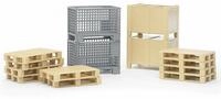 bruder 02415 - Logistik Zubeh&ouml;r - 2 Gitterboxen, 2 Kisten, 10 Paletten |...