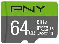 PNY Elite 64GB microSDXC-Speicherkarte + SD-Adapter, 100MB/s Lesegeschwindigkeit,