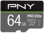 PNY PRO Elite 64GB microSDHC-Speicherkarte + SD-Adapter, 100MB/s...