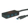 ROLINE USB 3.2 Gen 1 4-Port Hub mit Repeater, schwarz, 10 m
