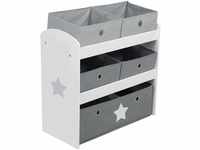 roba Spielregal Stars - Spielzeugregal für Kinderzimmer mit 5 Boxen aus Stoff...