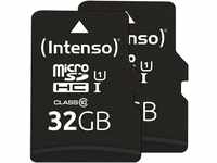 Intenso Premium microSDHC 2x32GB, Class 10 UHS-I Speicherkarte inkl. SD-Adapter...
