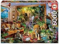 Educa - Wilde Tiere im Haus | Puzzle 6.000 Teile f&uuml;r Erwachsene ab 14 Jahren,