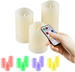 Olympia IOIO - 3er Set LED Echtwachskerzen | LED Kerzen mit Fernbedienung &