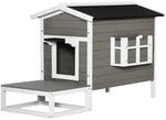 PawHut Katzenhaus Winterfest Wasserdicht 115 x 66,5 x 74,7 cm Grau+Wei&szlig;