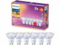 Philips LED Classic GU10 WarmGlow Lampe, 50 W, Reflektor, dimmbar, warmweiß,...