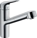 hansgrohe Focus M42 - K&uuml;chenarmatur mit Brause ausziehbar, 1 Stahlart, Wasserhahn