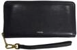 Fossil Brieftasche f&uuml;r Frauen Logan, Leder/Polyurethan Trim Zip Clutch schwarz 19,7