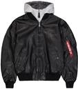 Alpha Industries Herren MA-1 D-Tec Faux Leather Bomberjacke, Black/Grey, L
