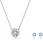 Swarovski Una Set, Rund, Blau, Rhodiniert