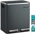 SONGMICS M&uuml;lleimer K&uuml;che, 2 x 15 Liter, M&uuml;lltrennsystem 2 F&auml;cher, inklusive 15