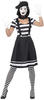 Lady Mime Artist Costume, Black, Dress, Collar, Beret, Gloves, Tights & Make-Up...