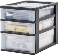 Iris Ohyama, Schreibtisch Organizer, 3 Schubladen Mix A4, Schwarz, OCH-2021 