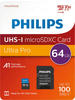 Philips Ultra Pro microSDXC Card 64 GB + SD Adapter UHS-I U3,...