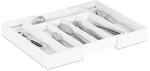 Relaxdays Besteckkasten Schublade Bambus Organizer, wei&szlig;